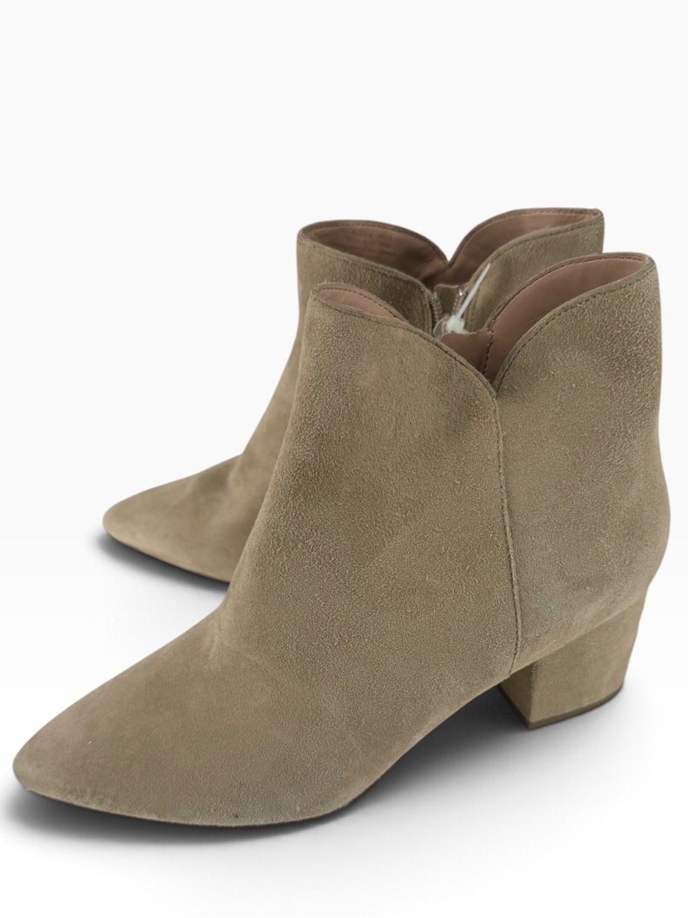 Cole Haan Grand Slam W28676 Beige Suede Pointed Toe Ankle Booties 8.5 B